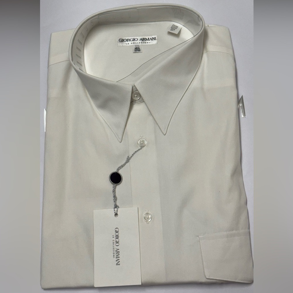 Giorgio Armani Cream-White Classic Point Collar Dress Shirt